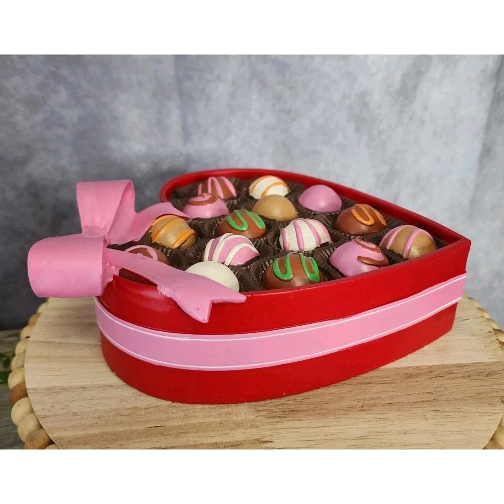 Sweet Treats Valentines Heart Box of Chocolates Tabletop Resin Decoration 8